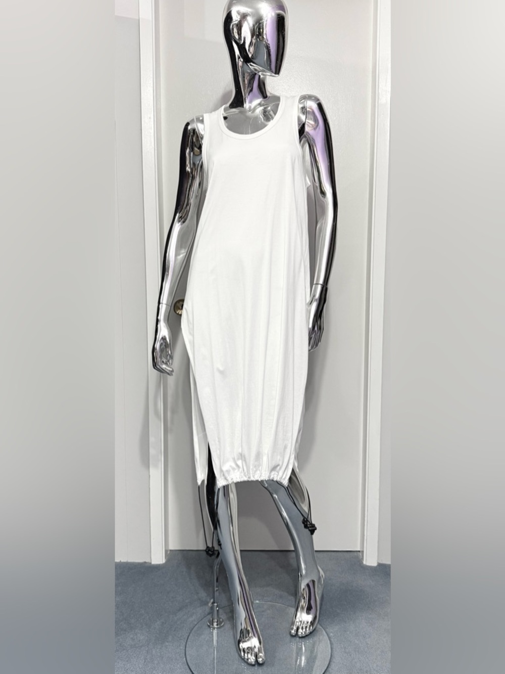 Y-3 Adidas ⚽️ by Yohji Yamamoto - White tank dress w/super large Tri-Stripe back
